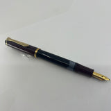 Pelikan M150 Burgundy & Black Fountain Pen - Broad Gold-Plated Nib
