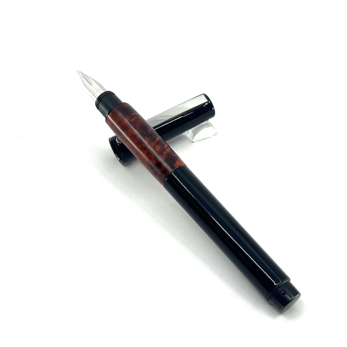Lamy Accent Briarwood & Black Lacquered Fountain Pen - Broad 14kt  Gold Nib