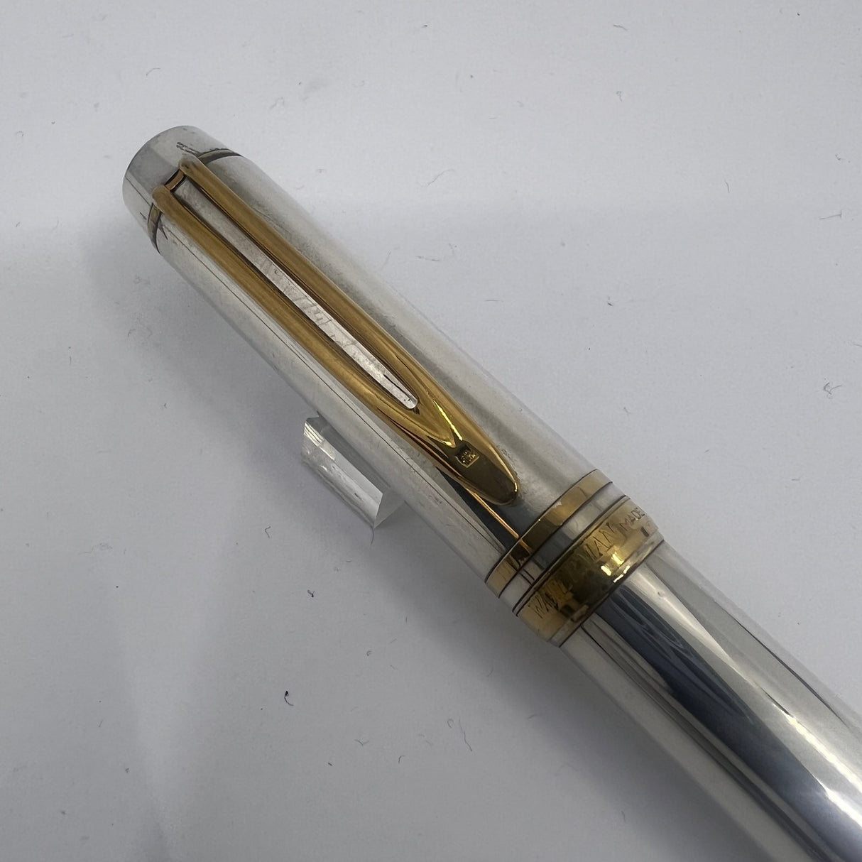 Waterman Man 100 Full Covered Sterling Silver Fountain Pen - Smooth Pattern - Fine 18kt Gold Nib - Scarce!