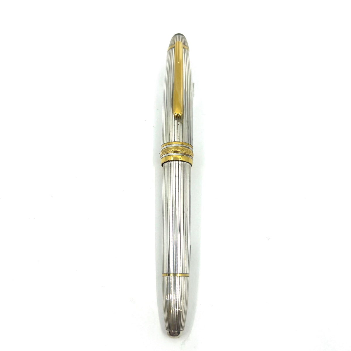 Montblanc LeGrand Solitaire #146 Sterling Silver Pinstriped Fountain Pen - Medium 18kt Gold Nib