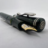 Visconti Grande Green Marbled/Bronze Streaked "Michelangelo" Celluloid  Fountain Pen Circa 2000 - Fine 18kt Gold Nib