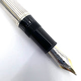 Montblanc LeGrand Solitaire #146 Sterling Silver Pinstriped Fountain Pen - Medium 18kt Gold Nib