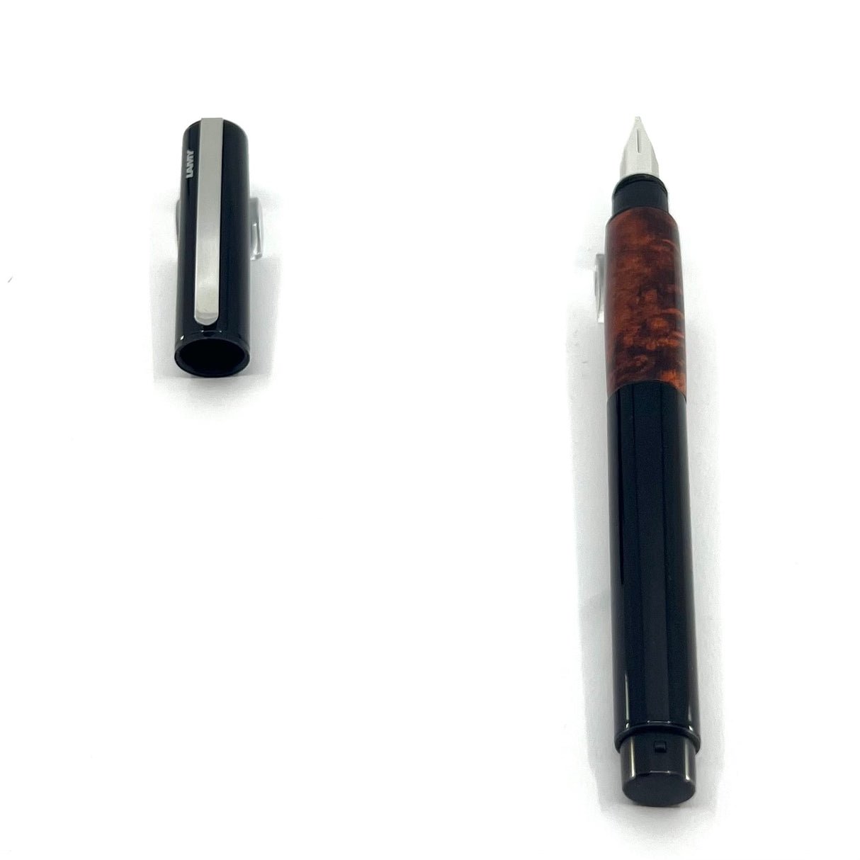 Lamy Accent Briarwood & Black Lacquered Fountain Pen - Broad 14kt  Gold Nib