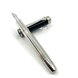 Pelikan M7005 Majesty Fountain Pen - Black Cap/Sterling Silver  Barrel -  Fine 18kt Gold Nib