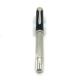 Pelikan M7005 Majesty Fountain Pen - Black Cap/Sterling Silver  Barrel -  Fine 18kt Gold Nib