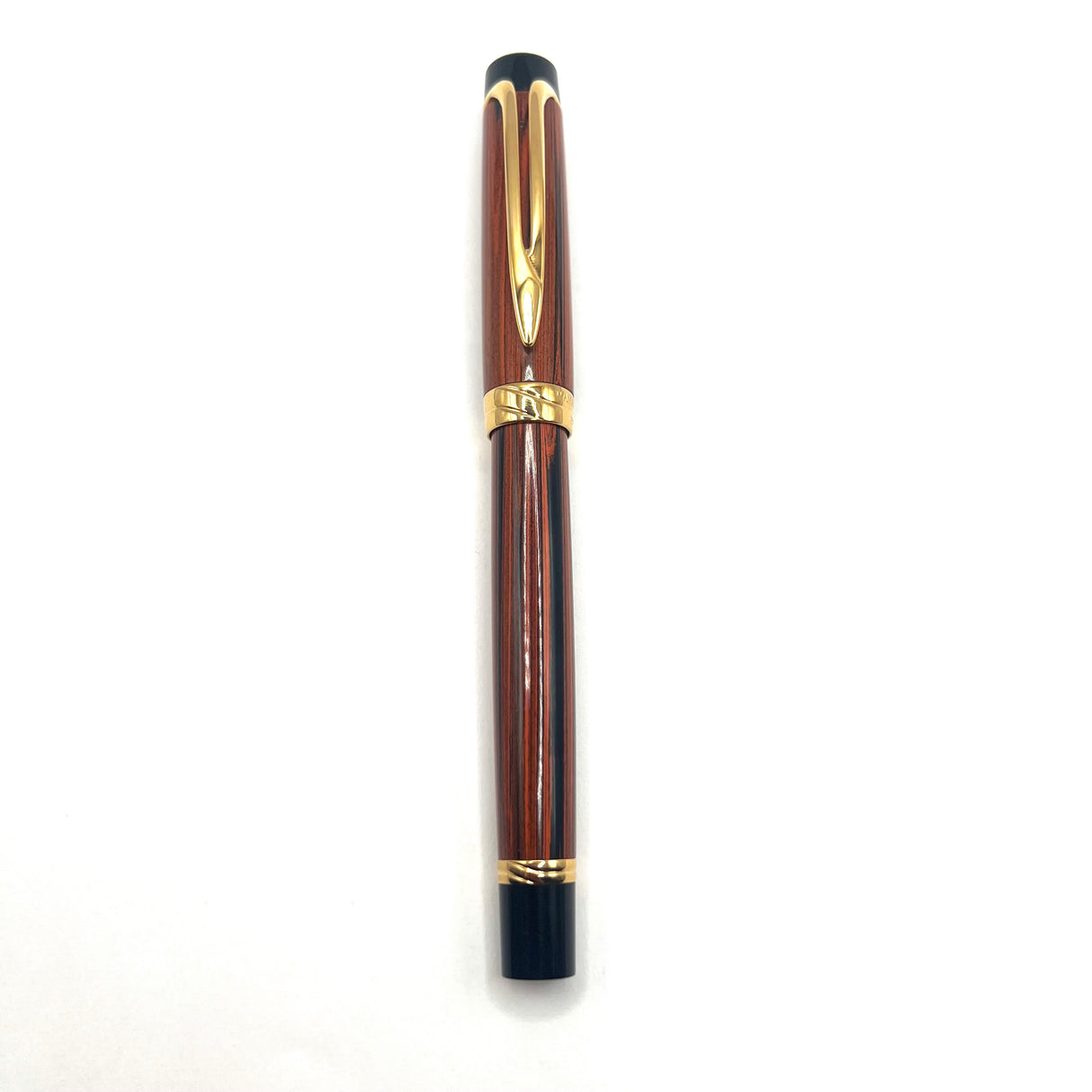 Waterman Liaison Black/Orange Woodgrain Fountain Pen-  Medium 18kt Gold Nib
