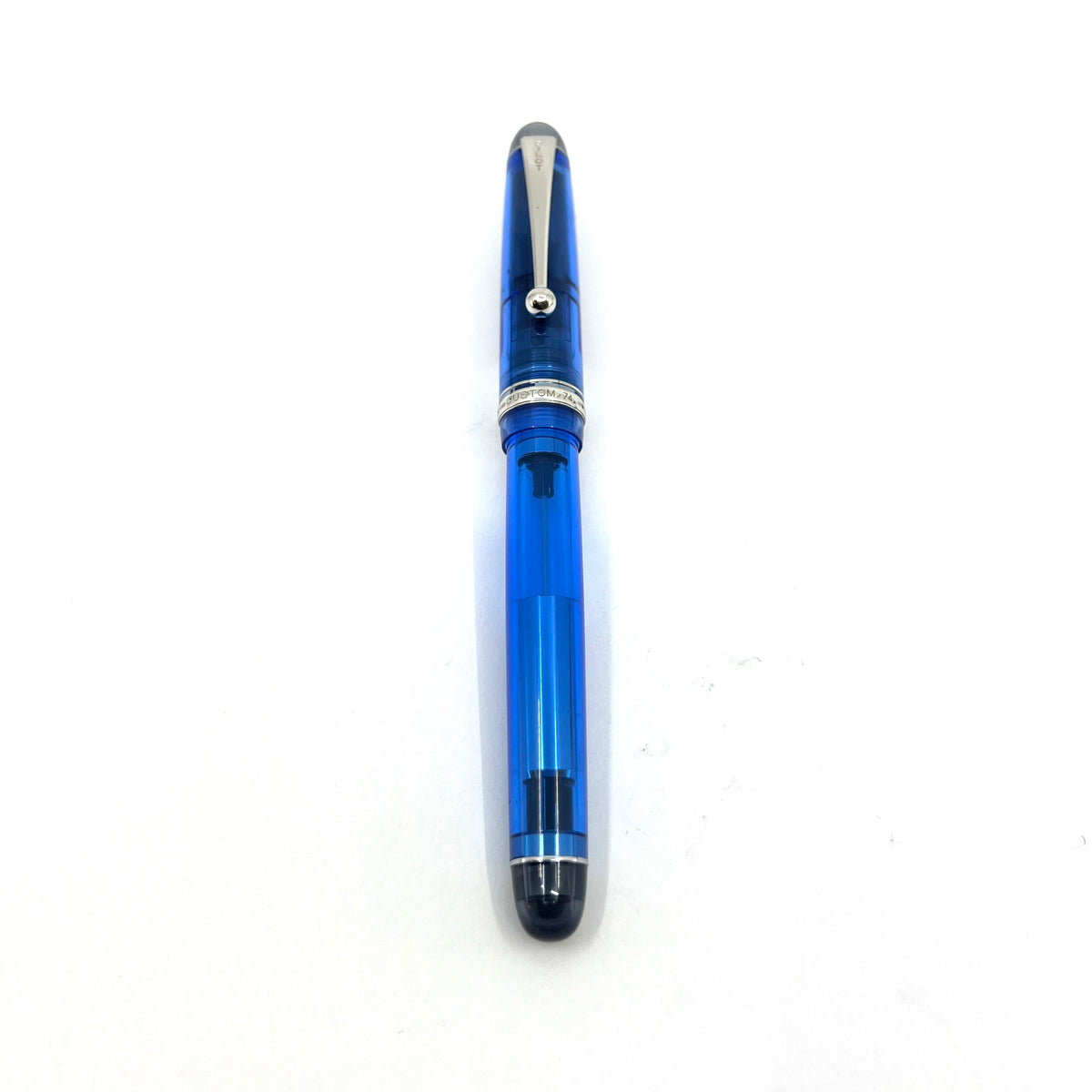 Pilot Custom 74 Blue Transparent Demonstrator Fountain Pen - Broad 14kt Gold Nib