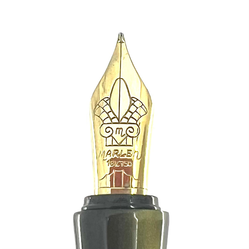 Marlen (Italy) Lustrous Olive Fountain Pen  - Medium 18kt Gold Nib