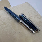 Caran D'ache Leman Grand Bleu Fountain Pen - Medium 18kt Gold Nib