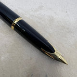 Waterman Carene Deluxe Black Barrel/Silver-Plated Cap Fountain  Pen  - Fine 18 Kt Gold Nib