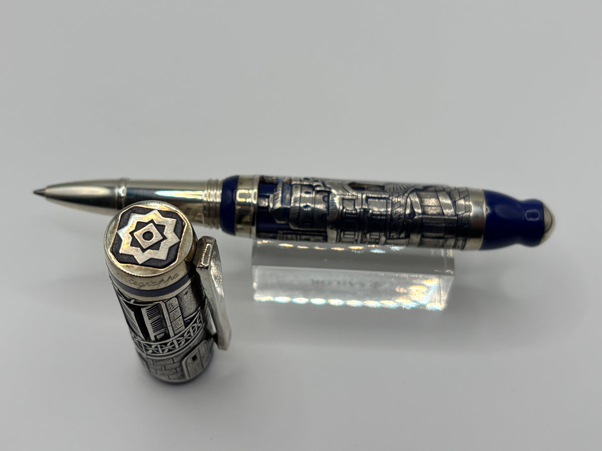 Montegrappa Heavy Sterling Silver over Celluloid Body Limited Edition Barbiere Di Siviglia (Barber of Seville)  Rollerball Circa 2009