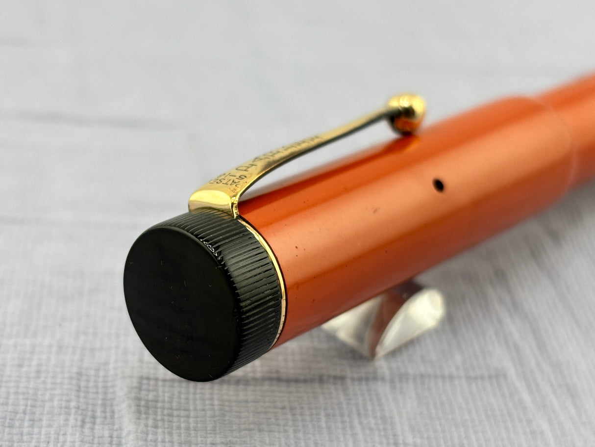 PARKER Early Senior Duofold Bandless Orange Ebonite Fountain Pen - Large DUOFOLD Imprint - RARE, especially in such Beautiful Condition!!