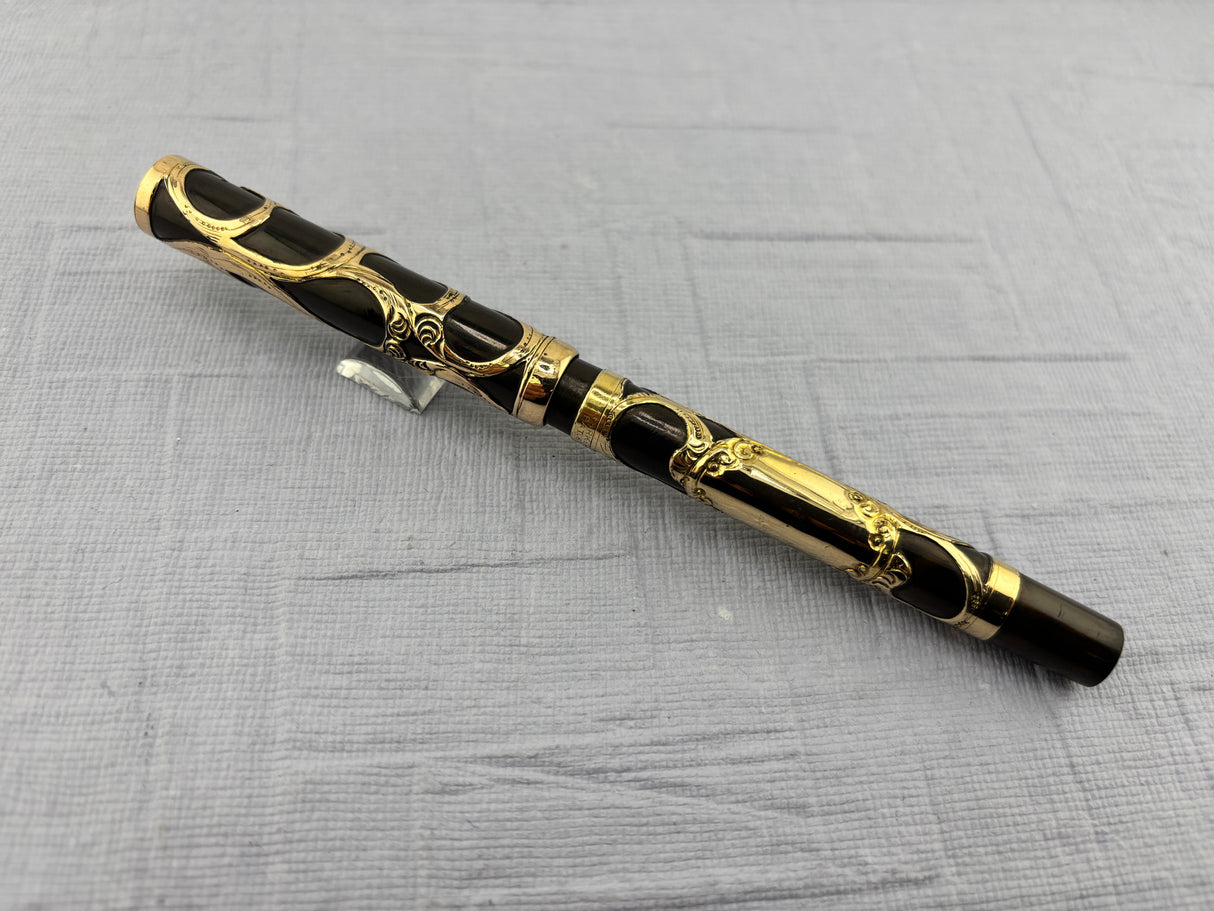 Parker Lucky Curve  #16  Gold Filled Filigree Overlay Eyedropper Fountain Pen