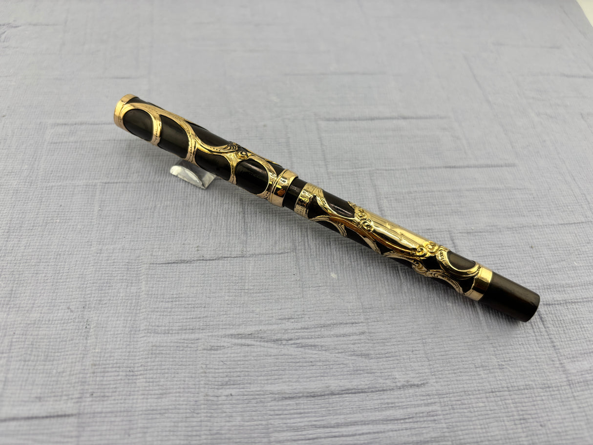 Parker Lucky Curve  #16  Gold Filled Filigree Overlay Eyedropper Fountain Pen