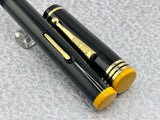 Gold Bond #8 Size Stonite Black with Yellow Ends - Fountain Pen