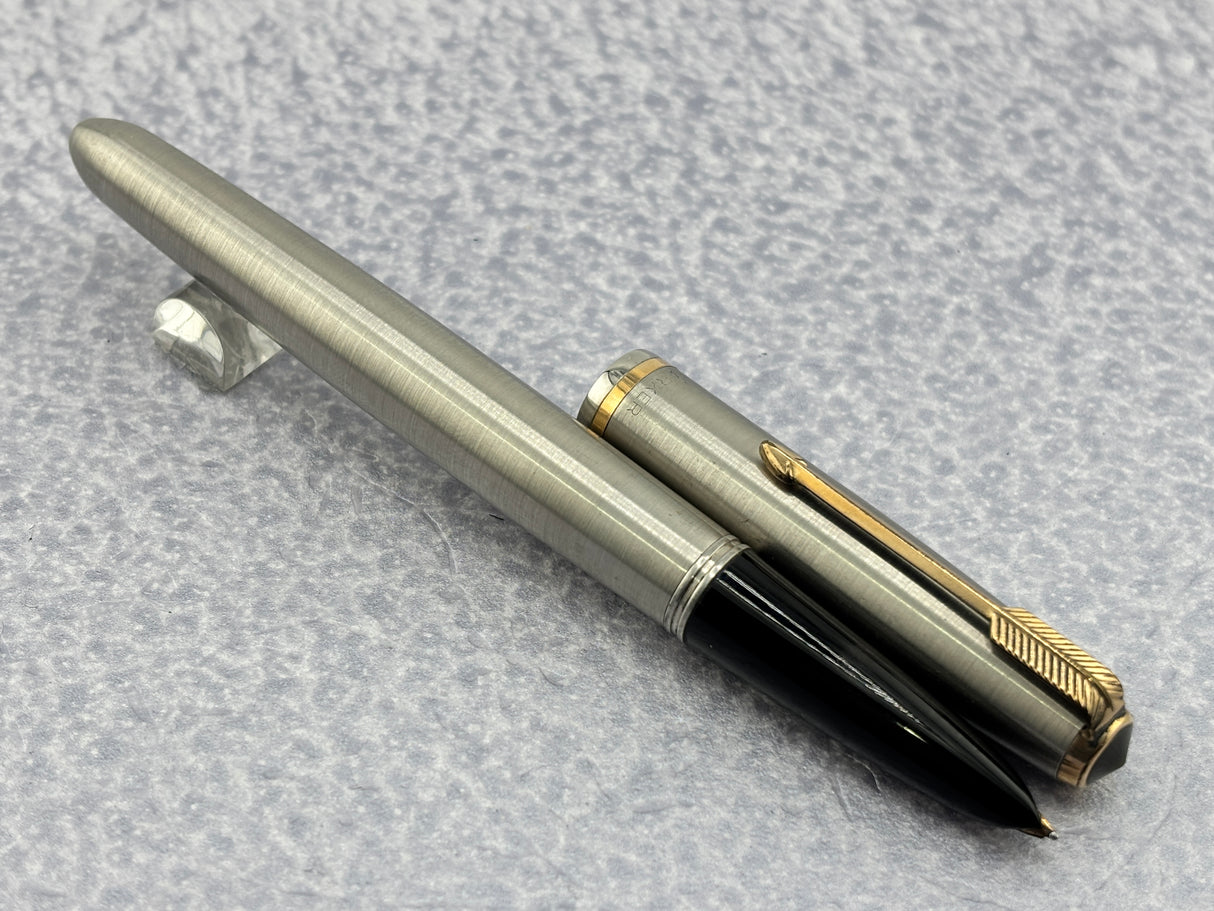 Parker # 51 Aerometric Flighter Stainless Steel Circa 1950 - Fountain Pen