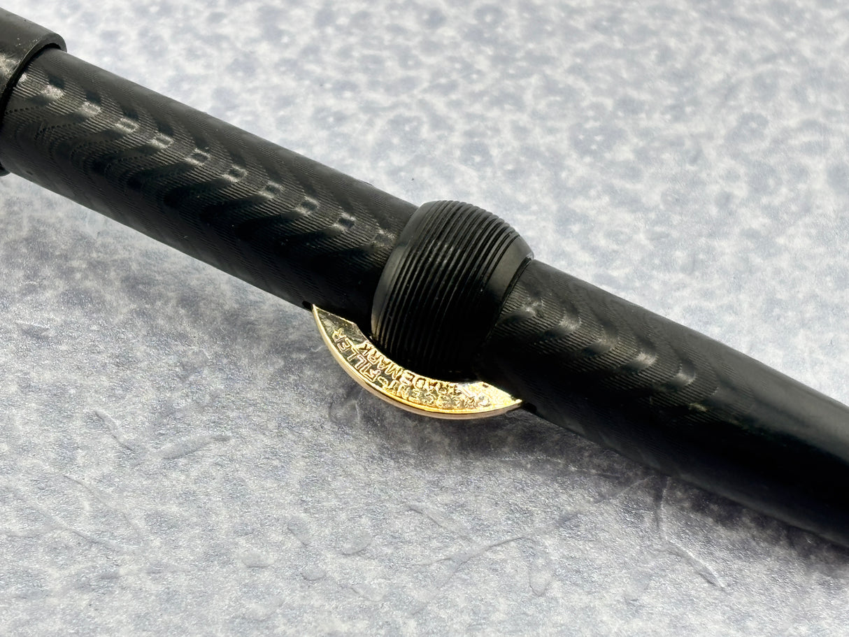 Conklin Toledo #30 Black chased Hard Rubber Crescent-Fill Fountain Pen