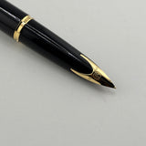 Waterman Carene Deluxe Black Barrel/Gold-Plated Wave Design Cap Fountain  Pen  - Fine 18 Kt Gold Nib