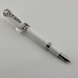 Montegrappa Fortuna Caduceus Medical White Resin Fountain Pen - Medium Stainless Steel Nib