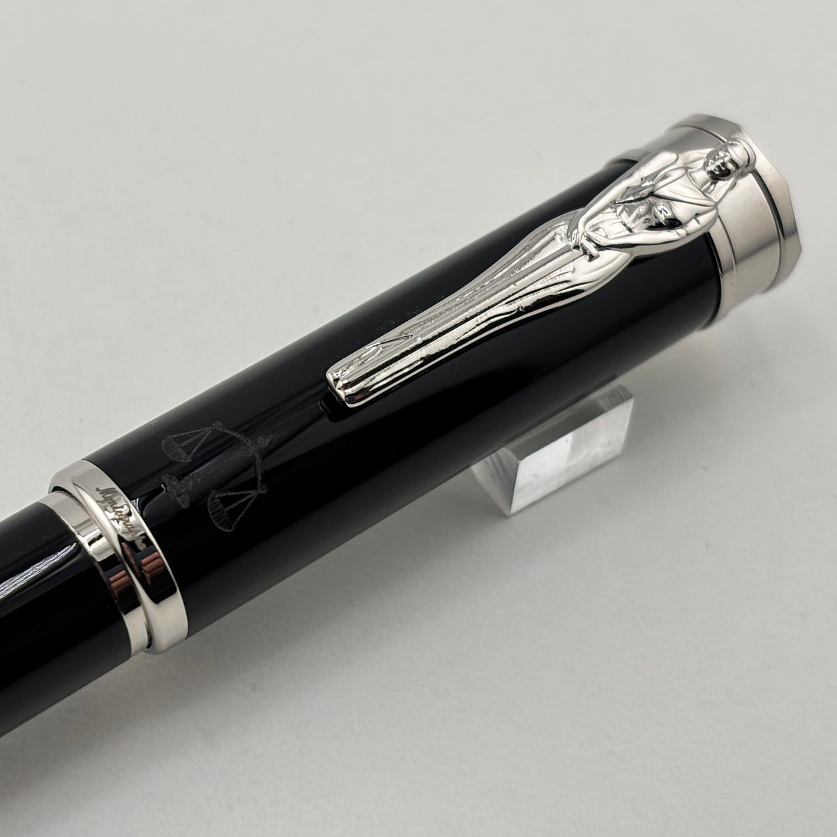Montegrappa Ducale "Iustitia" Lady Justice Black Resin Fountain Pen - Medium Stainless Steel Nib