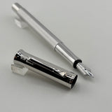 Graf von Faber Castell Guilloche Barleycorn  Fountain Pen - Rhodium Plated - Fine 18kt Gold Nib