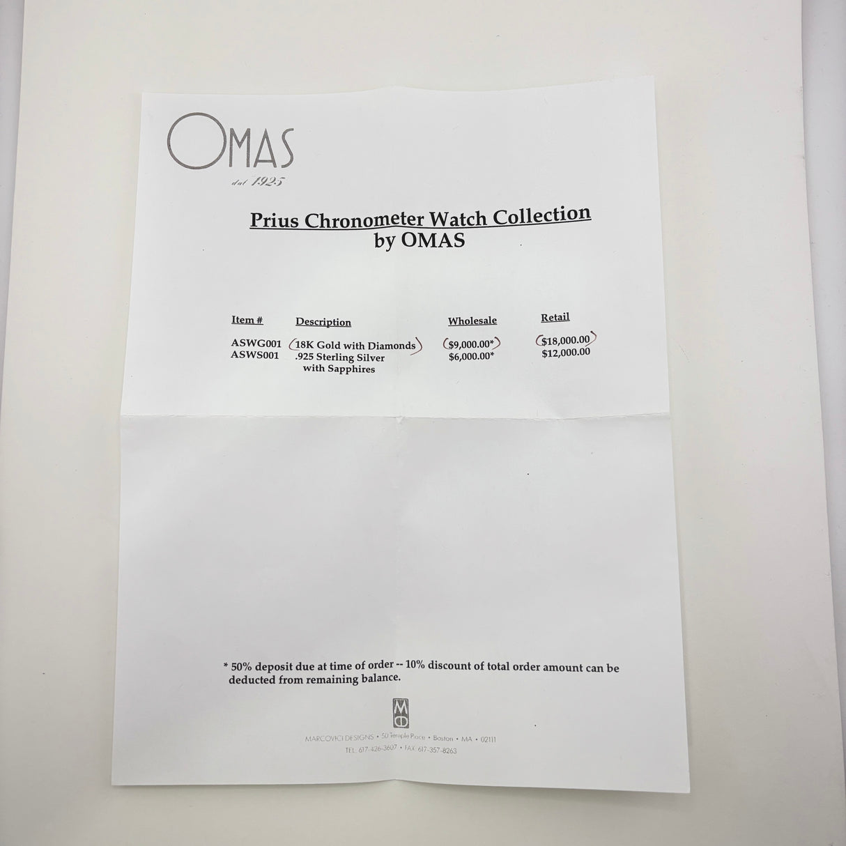 OMAS Prius Chronometer  Watch - Solid Gold 18K - Extremely Rare!