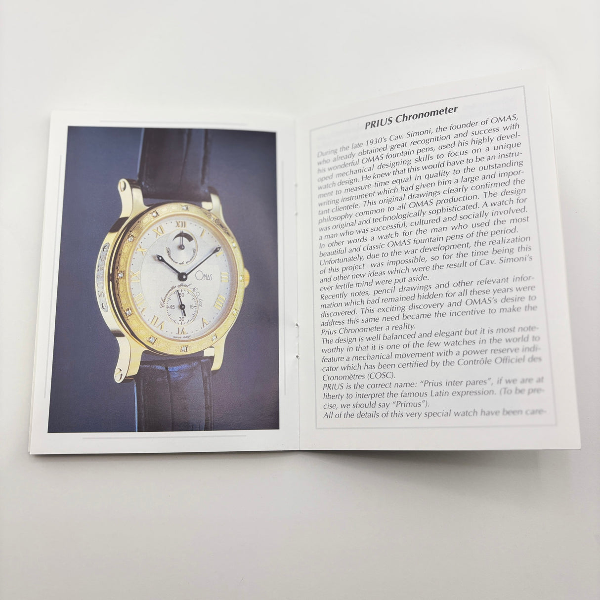 OMAS Prius Chronometer  Watch - Solid Gold 18K - Extremely Rare!