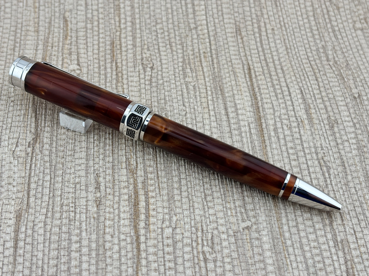 Montegrappa Espressione Brown Marble Rhodium Trim - Ballpoint Pen