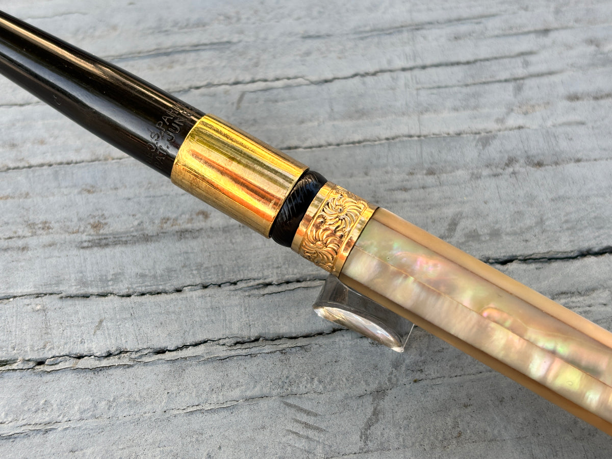Parker # 12 Plain Slabs Pearl Taper Cap Circa 1900 - Fountain Pen