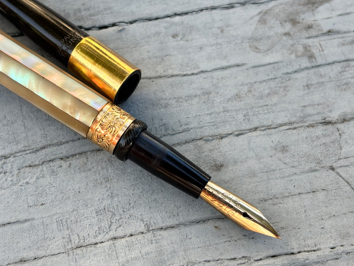 Parker # 12 Plain Slabs Pearl Taper Cap Circa 1900 - Fountain Pen