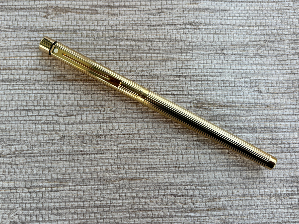 Sheaffer Targa Slim Gold Electro Plated Circa 1970 Rare Broad Nib! - Fountain Pen
