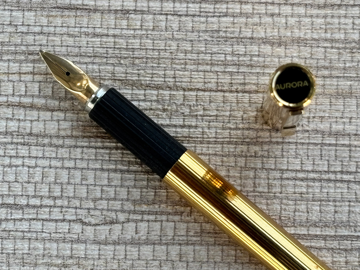 Aurora Hastil Sterling Silver 925 Vermeil Gold Plated Circa 1970 - Fountain Pen