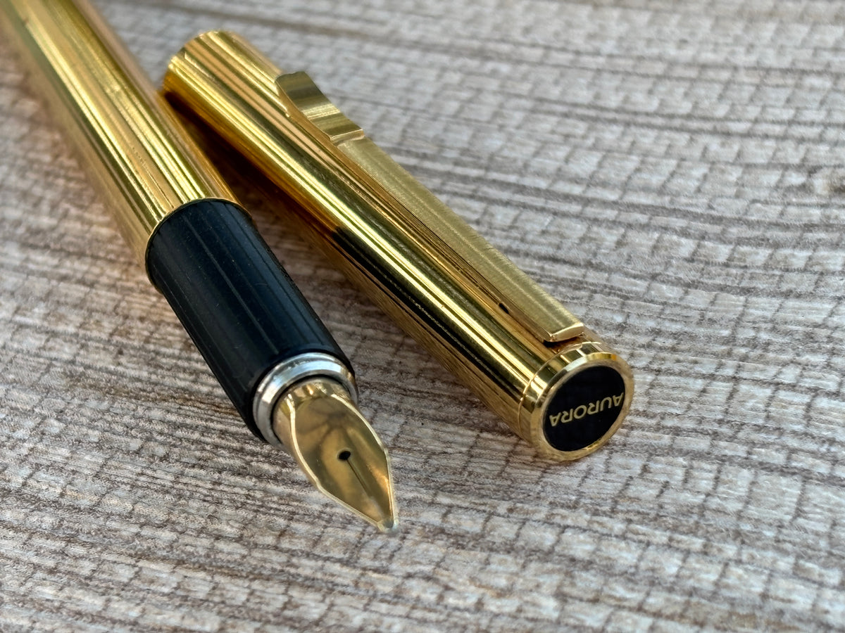 Aurora Hastil Sterling Silver 925 Vermeil Gold Plated Circa 1970 - Fountain Pen