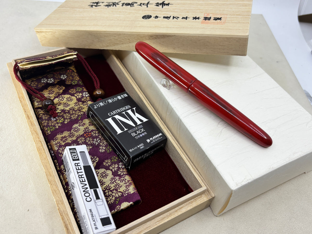 Nakaya Cigar Portable Shu Red - Fountain Pen - A Rare Find Seldom Available For Sale