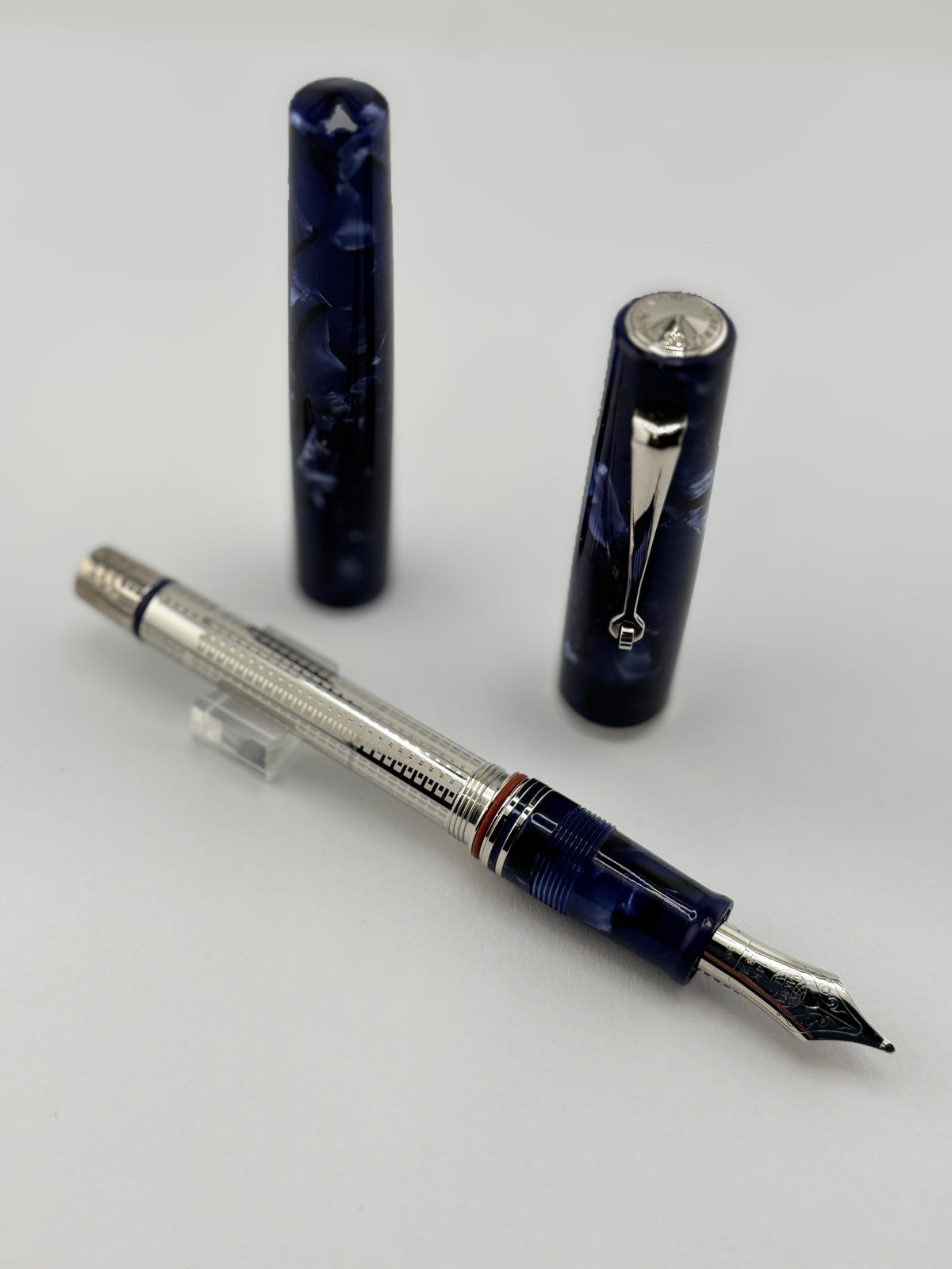 Armando Simoni Club Bologna Medio Blue la Royale Celluloid fitted with Nakaya Double Broad 14kt Gold Nib