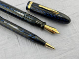 Conklin Nozac Oversize Herringbone Blue  - Set  Fountain Pen and Pencil