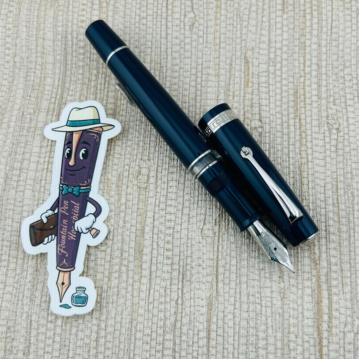 ASC Bologna Portofino Bespoke Navy Blue Rhodium Trim - Fountain Pen