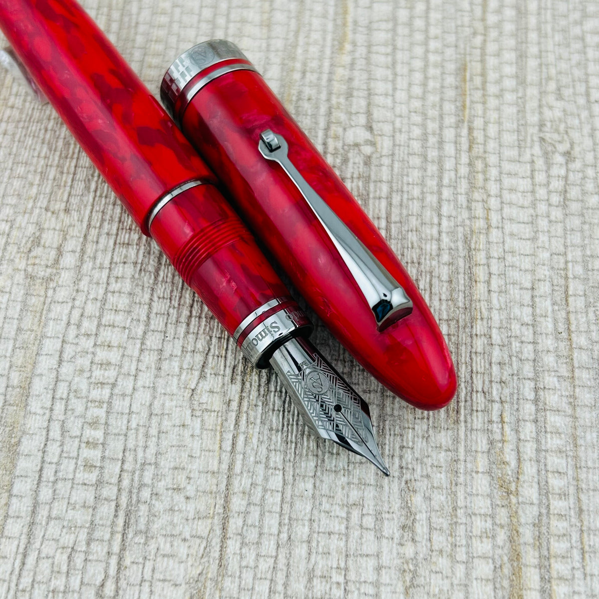 Armando Simoni Club Ogiva Red Miami Sunset Black Ruthenium Trim - Fountain Pen