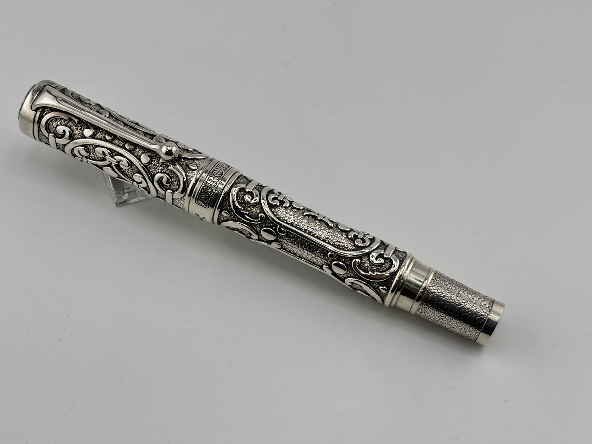 Aurora Benvenuto Cellini Sterling Silver Limited Edition Fountain Pen - Medium 18kt Gold Nib