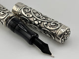 Aurora Benvenuto Cellini Sterling Silver Limited Edition Fountain Pen - Medium 18kt Gold Nib