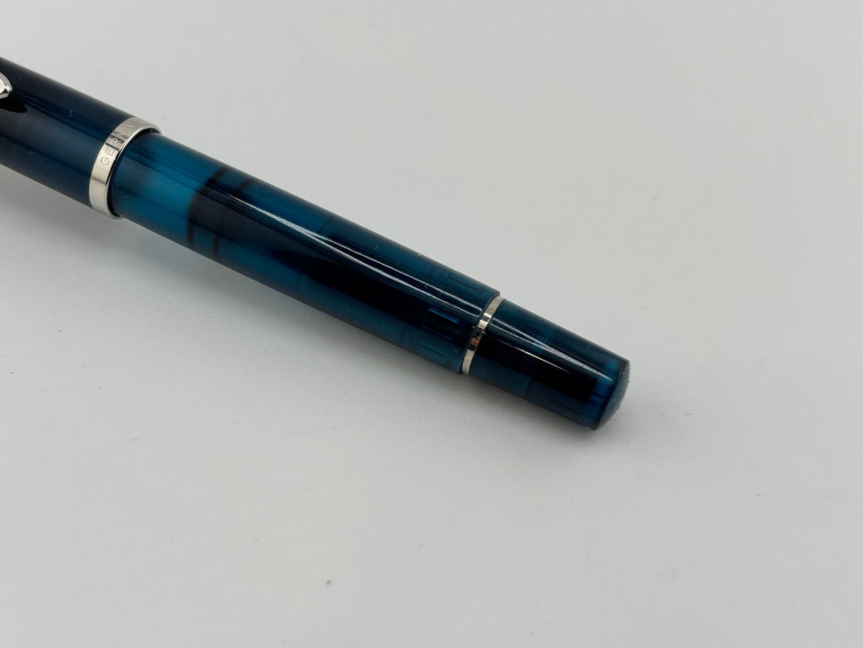 Pelikan M205 Aquamarine 2016 Special Edition Transparent Fountain Pen + Edelstein Aquamarine Ink - Fine Stainless Steel Nib