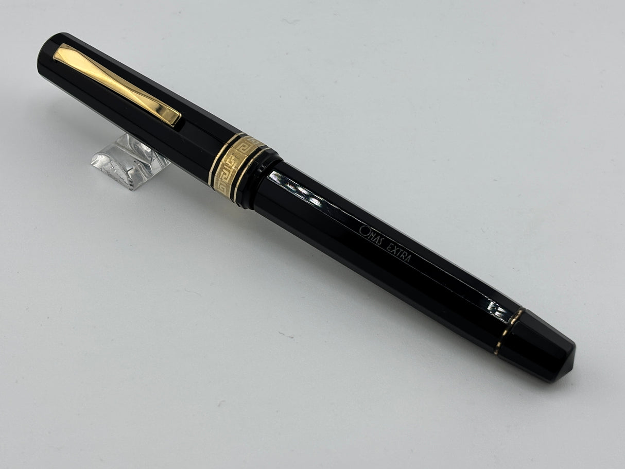OMAS Black Vegetal Resin Facetted Standard Size Paragon  Rollerball