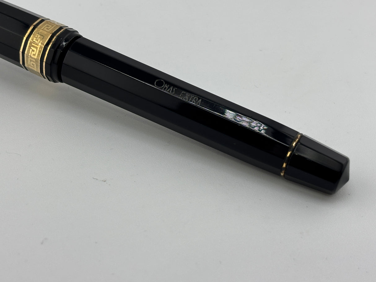 OMAS Black Vegetal Resin Facetted Standard Size Paragon  Rollerball