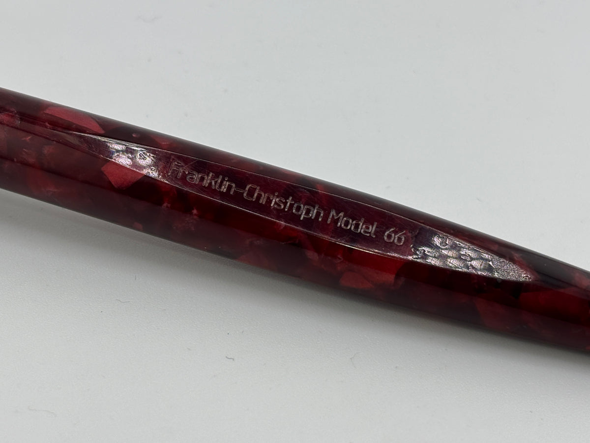 Franklin-Christoph Model 66 Septagonal Marbled Burgundy Fountain Pen  - Fine 14kt Gold  Nib
