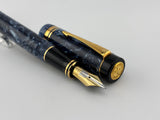 Parker Duofold Blue Marble 1888-1988 Centennial Collector Edition - First Year Parker CapTop Medallion - Fine \18kt Gold Nib