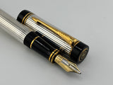 Parker Duofold Centennial (Largest Size)  Sterling Silver Fountain Pen - Medium Italic #94 18kt Gold Nib