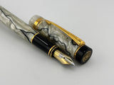Parker Duofold International (Standard Size) Pearl & Black Fountain Pen - Fine 18kt Gold Nib