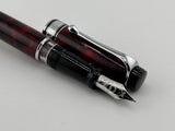 Aurora Optima  Marbled Burgundy Auroloide Fountain Pen -  Medium 14kt Gold Nib