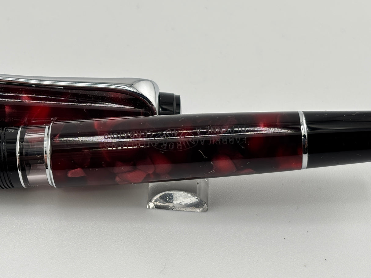Aurora Optima  Marbled Burgundy Auroloide Fountain Pen -  Medium 14kt Gold Nib