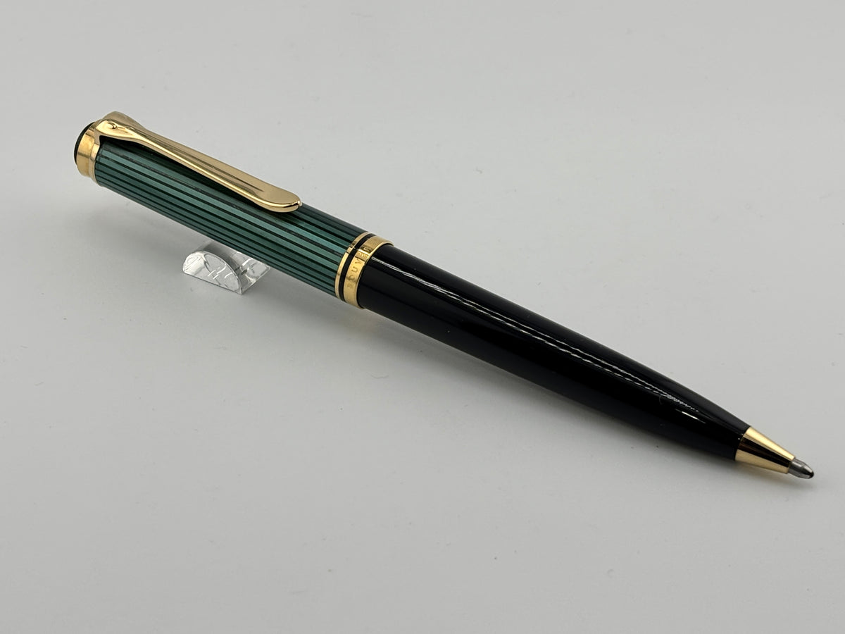 Pelikan K800 Ballpoint Pen - Black Barrel/Green Striped Cap